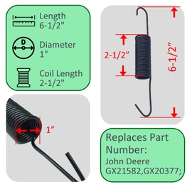 GX21582 GX20377 Mower Deck Belt Tension Spring Applicable L120 L130 X140 145 D140 D150 D155 D160 D170 G110 L120 L130 LA130 LA140 LA145 LA150 LA155 LA165(4 Pack)