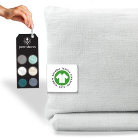 pure shores - Muslin Bed Linen 135 x 200 cm Organic | Bed Linen Set 100% Cotton with GOTS | Zip | 1 Pillow 80 x 40 cm | White