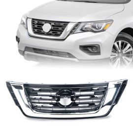 KARPAL Front Bumper Grille Grill Upper Compatible with 2017-2020 Nissan Pathfinder NI1200296 Chrome Black