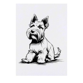 'Scottish Terrier Sitting' Temporary Tattoo - Water Resistant, Skin-Safe, Non-Toxic Transfer (TO00073187)
