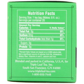 Triple Leaf Tea, Tea Bags, Green Tea, 1.34-Ounce Bags, 20-Count Boxes (Pack of 6)