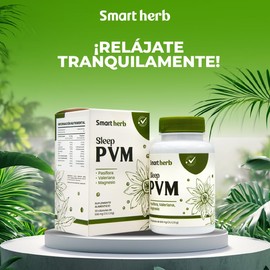 Smart Herb Sleep PVM™ – Suplemento Natural para Dormir Mejor | Con Valeriana, Pasiflora y Magnesio | Relajación Total y Antiestrés | 30 Cápsulas | Mejora tu Sueño de Forma Natural 