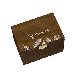 Eccolo Wooden Keepsake Box with Prayer Cards, Gift Set Includes Decorative Prayer Box and 50 Designed Note Cards, Wooden Chest Ideal for Home and Office, “My Prayers” (Brown, 4x5.5x3.75 Inches)