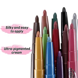Boobeen 12 Colors Eyeliner Set, Matte & Glitter Eyeshadow Stick Set, Women's Waterproof Colored Eyeliner, Eyeshadow & Lip Liner Gel Pencil