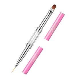 Cobee Brush for Gel Nails Dual-Ended Fineliner 2 in 1 Nail Brush (Pink)