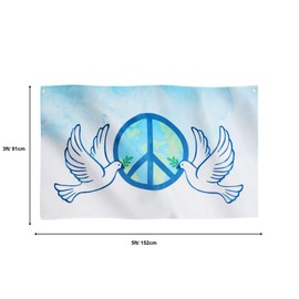Runesol Peace Flag, 91x152cm, 3ftx5ft, World Peace Banner, Dove Flag, 4 Grommets, Eyelet In Every Corner, Premium, Inside, Outside, Vivid Colours