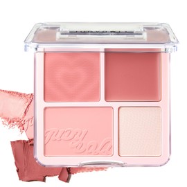 JUDYDOLL 2 In 1 Blush Highlight Palette, Blush Cream, Matte Highlighter, Natural & Radiant, Happy Holidays, Season Greetings, Concerts Festival (#02 Energetic Peach)