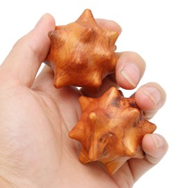 2 Pieces Wooden Hand Exercise Ball, Wooden Hand Massage Ball for Palm Tree, Relaxing, Spiky, Textured Acupuncture Massage Balls for Elderly People