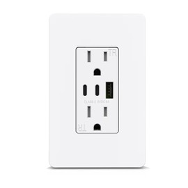 ThunderWay USB Outlet, 3-Port USB C Wall Outlet, 15 Amp Tamper-Resistant Outlet with USB C Ports, 30W 6.0A USB Electrical Outlet, ETL Listed, Screwless Wall Plate Included, 1 Pack