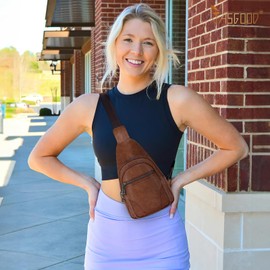 JASGOOD Small Sling Bag for Women Leather Fanny Packs Crossbody Bags Trendy Chest Bag for Travel Anti-Theft Sling Purse