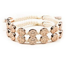 My Saint My Hero St. Amos Share the Love Bracelet Set - Rose Gold-Tone Medals on White Cording