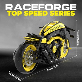 MJDDJA 1:8 Muscle Motorcycle Car Building Set for Adults, Kickstand for Display, Muscle Bike Chopper Building Blocks,Home Office Decor,Gift for Adults Birthday(554PCS)