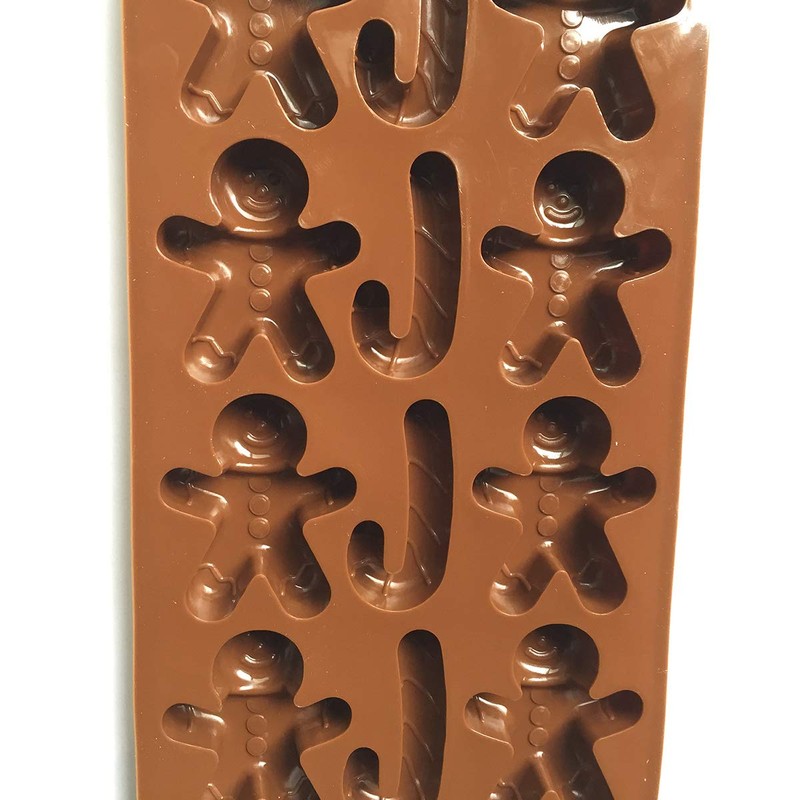 2pcs Christmas Silicone Molds for Baking Jelly Soap, Candy Cane,