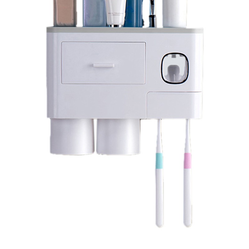 Wall Mounted Toothbrush Holder Multi Function Magnetic Absorption Bathroom Storage