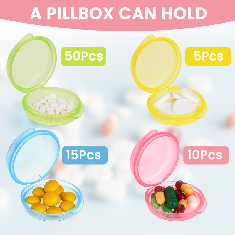Sibba 5 Packs Small Pill Box Travel Pill Container Portable