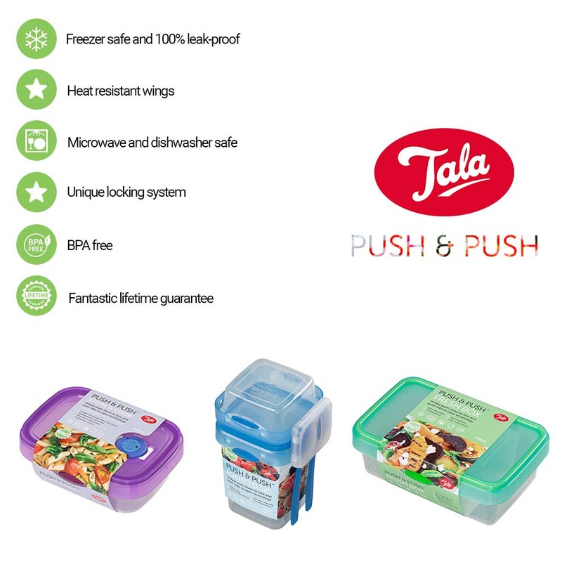 Tala Push & Push BPA Free Plastic Food Storage Container,