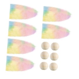 CORHAD 1set Colorful Gnome Beard Kit Wooden Beads for Crafts Pre-Cut Artificial Doll Beards and Bead Noses for Festive Gnome Making for Creative Projects