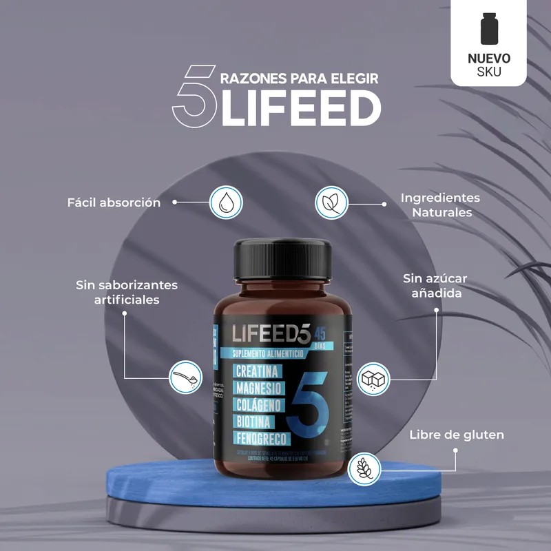 Suplemento Alimenticio Lifeed5 Mens Tsto Energía 45 Cápsulas Sin Sabor
