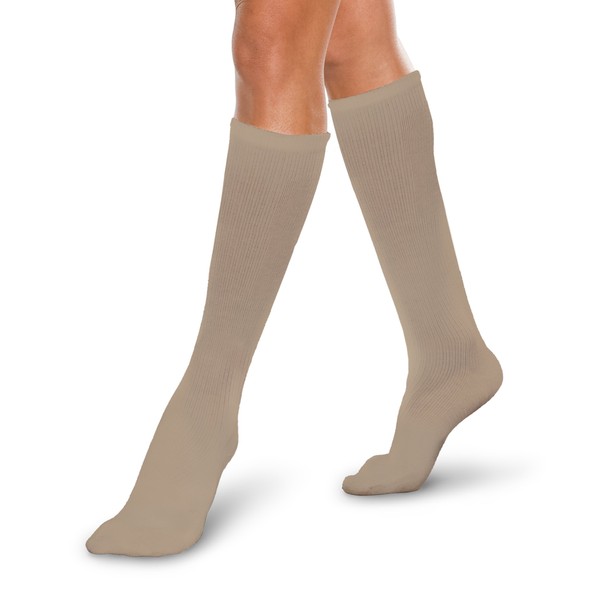 Core-Spun 20-30mmHg Moderate Graduated Compression Support Knee High Socks (Khaki, XXL)
