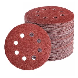 Boereu 100 Pcs Abrasive 5 Inch Sanding Disc 8 Hole 240 Grit Sandpaper Round Sandpaper