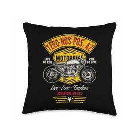 Teec Nos Pos AZ USA Retro Distressed Style Motorcycle Design Throw Pillow