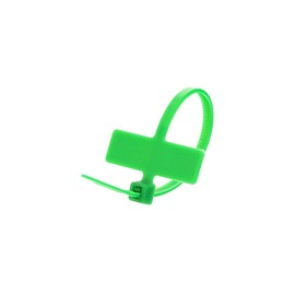 Secure 4 Inch Green Label Marker ID Cable Tie - Inside Flag for Identification - 100 Pack