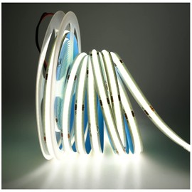 Tesfish LED Strip Light 24 V, LED Strip COB White 6000 K 5 m 320 LEDs/M Total 1600 LEDs Neon Light Flexible LED Light Strip for Party, Counter, Shelf, Home Decor