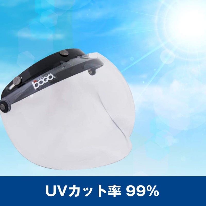 BOGO BG09-B3 Helmet Shield, Bubble Shield, Flip-Up, Closure, Base, Smoke,