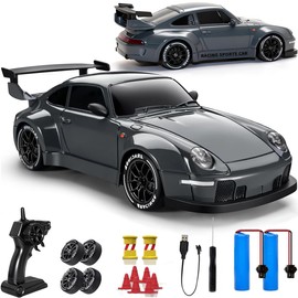 TOPLIVING RC Drift Car, 1:24 Remote Control Car for Kids, 20KM/H 4WD High Speed RC Cars with LED Lights, Two Batteries, Extra Drifting Tires, Vehicle for Adults Boys Girls