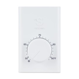 Stelpro Single Pole Line Voltage Thermostat, Mechanical 240 Volts, Compatible with Most Heating Products (Electric Baseboards, Wall Fan Heaters or Commercial Fan-Forced Heaters), (SWT1F) White