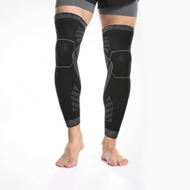 Rodilla Mangas largas de para hombres y mujeres (1 Par), fútbol,alivio del dolor, correr, dolor de articulaciones,ACL (Negro, Grande (paquete de 2))