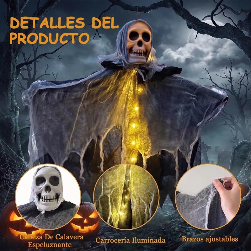 RICUVED - 2pcs Esqueletos Fantasma Colgante Halloween Decoración Y Luz
