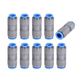 sourcing map Straight Push to Connector Reducer Fitting 10mm to 8mm Quick Release Pneumatic Connector Plastic Union Pipe Tube Fitting Grey 10Pcs