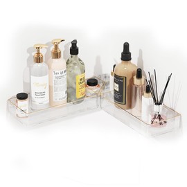 BOOMWAY MAR Self Adhesive Shower Shelves for Bathroom, Clear Corner Shower Caddy Shelves with No Drilling, Large Size Shower Shelves for Tile Walls - Perfect for inside Shower, Shower Essentials!