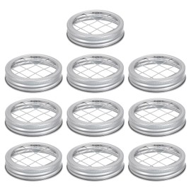 PATIKIL Metal Flower Lid Insert 2.8x2.7inch, 10 Pcs Flower Jar Insert Lid Flower Organizer Lid Insert with Square Grids for Mouth Canning Jars, Silver