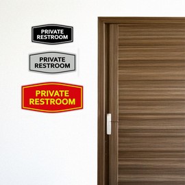 Signs ByLITA Fancy Private Restroom Sign (Brushed Silver) - Medium