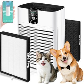 Purairia Air Purifier for Home Bedroom Large Room Up to 2400 Ft²,HEPA Air Purifier 15dB Quiet Sleep Mode. Smart Air Purifiers with App for Pet Hair, Dander, Odor, Bedroom, Smoke, Dust with 2 Filters