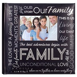 Malden International Designs 4x6 Horizontal 2 Up Family Photo Album Black Book Bound Memo Writing Areas Hard Cover 3.5 x 5 Front Cover Photo Pocket