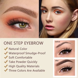 Eyebrow Stamp Waterproof, Brow Stamp Shaping Kit Eyebrow Definer, One Step Brow Stamp Shaping Kit, Professional Eyebrow Powder, 10 Reusable Eyebrow Stencils, 2 Eyebrow Pen Brushes, Dark Brown