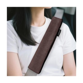 Zpana 2PCS Car Seat Belt Pad, Comfortable Suede Velvet Vehicle Seatbelt Cushion Cover for Neck & Shoulder, Soft Breathable Seatbelt Mat, Universal Automotive Interior Decor Accessories (Brown)