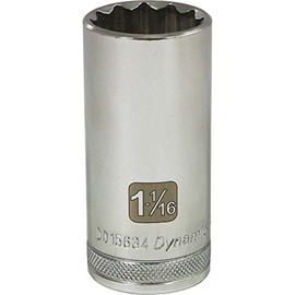 Dynamic Tools D015634 1/2" Drive 12 Point SAE Socket with 1-1/16" Deep Length, Chrome Finish