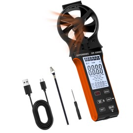 GOYERRNES Air Flow & Wind Speed Meter, Handheld CFM Anemometer with Waterproof Touch Button, CFM Meter Gauge Air Velocity Measuring Device for HVAC Outdoor [Rechargeable]