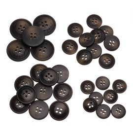 Round Resin Buttons 40Pcs Assorted Size Flatback Sewing Buttons 4 Holes Craft Buttons Snaps with Stripe Flower for Scrapbooking Sewing Coats Clothes Suit (E-40PCS)