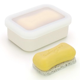 AIDIMMING Enhanced Leak Proof Traveling Soap Container,Compact Silicone Travel soap case with Drainage Layer,Travel Size Toiletry,Shatterproof Soap Box for Bathroom,Gym,Camping (Clear&Offwhite)