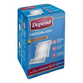 Protectores Predoblados Depend Unitalla 10 Piezas