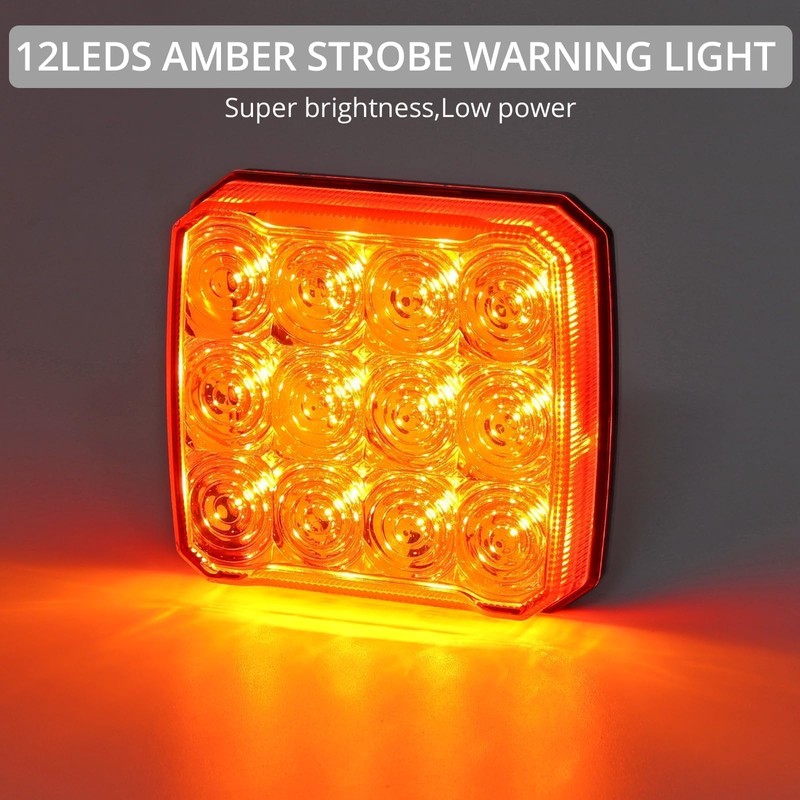 Justech 2 PCS 12 LED Rechargeable Square Emergency Flashing Lights,