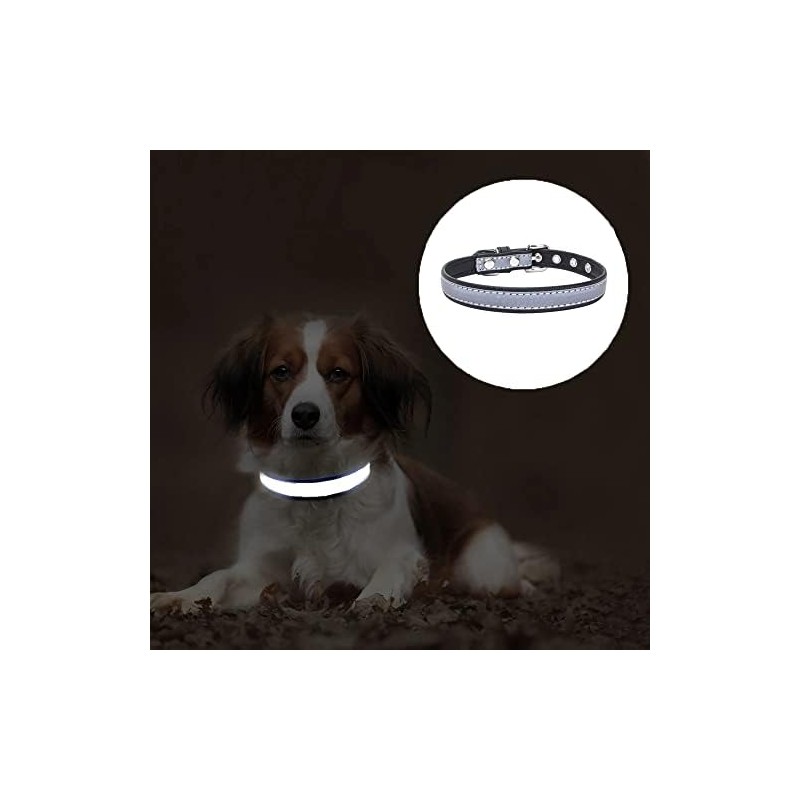 Collar reflectante para cachorros, perros y gatos, color rosa, talla
