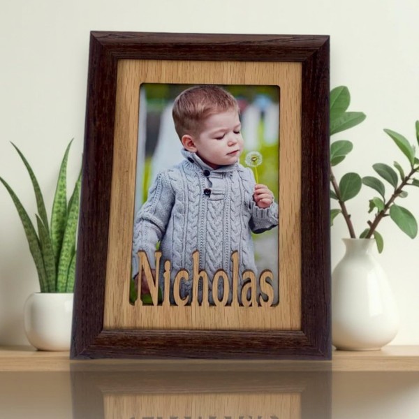 Classy Crafts 5x7 Personalized Name Frame, Custom with Text, Holds