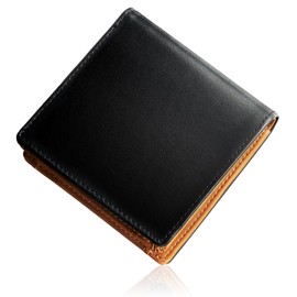 GLEVIO Wallet, Made by Craftsmen, Mini Wallet, Men’s, Bifold, Real Italian Leather, black (black 19-3911tcx), F