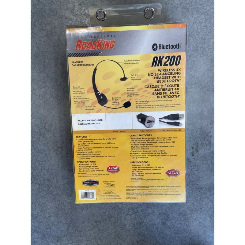 RoadKing Road King RK200 Bluetooth Wireless Noise Cancelling Headset -